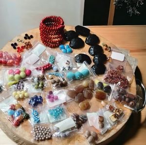 Big Lot of Vintage Crafting Semi Precious Stones, Glass, Wooden Beads and More.